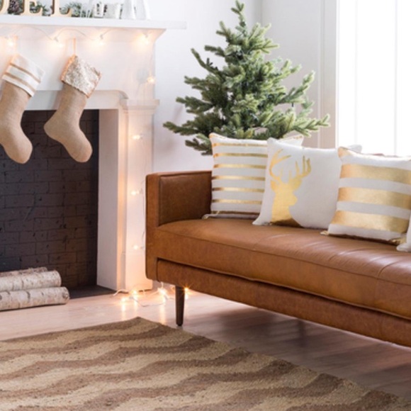 2 Artistic Weavers Holiday Deer Pillow Covers 18' x 18' 100% Cotton Cream & Gold - Picture 9 of 13